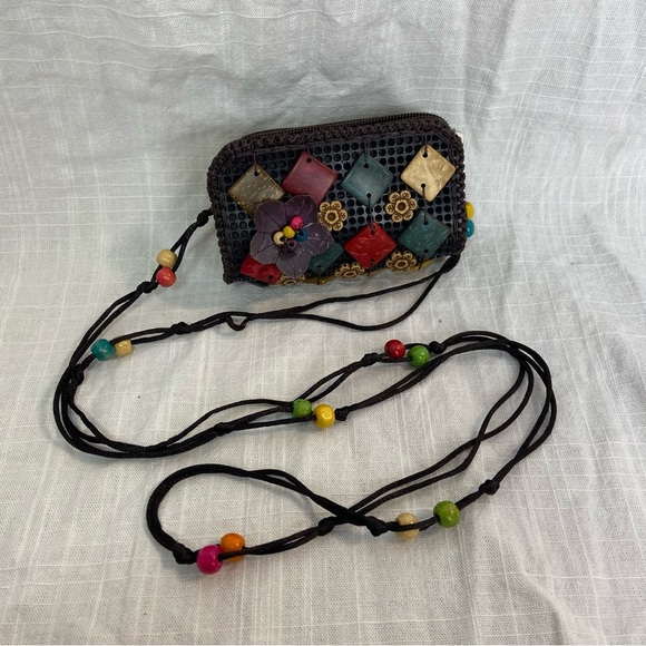 ⚪️ Bohemian handmade beaded mini crossbody wallet - Picture 3 of 6